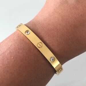 Gold Screw Bracelet 4 Zirconia Classic Model